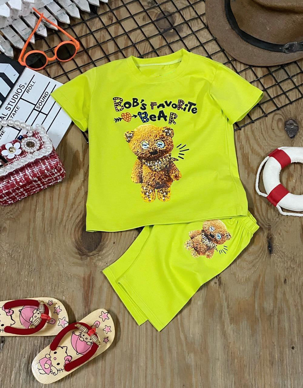 [HCM]Bộ Quần áo trẻ em bộ đồ bé gái hình gấu bông cho bé từ 6kg-29kg.BDBG23.