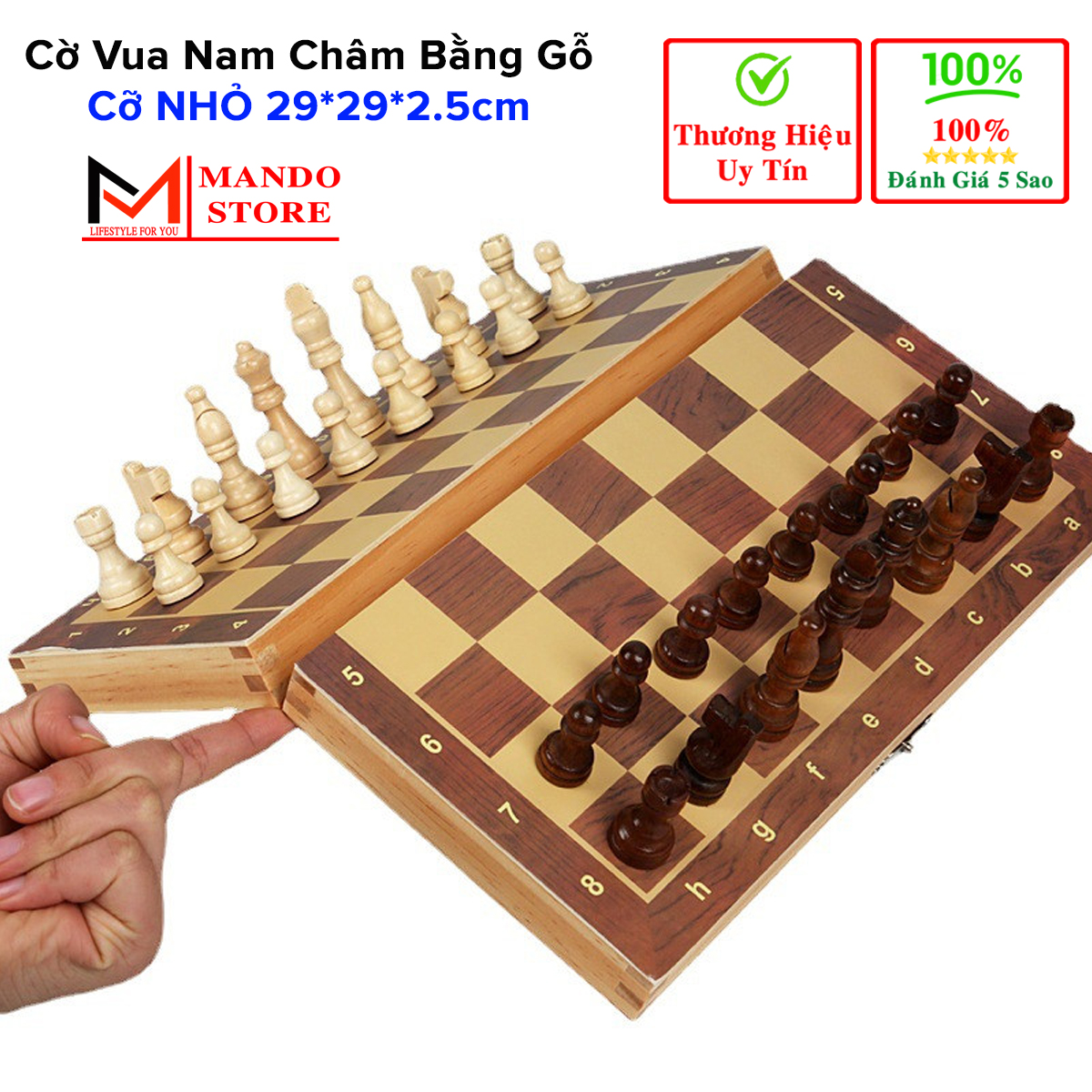 Cờ vua nam châm bằng gỗ size nhỏ 292.5cm – bộ cờ vua bằng gỗ có gắn nam châm cao cấp hãng amalife