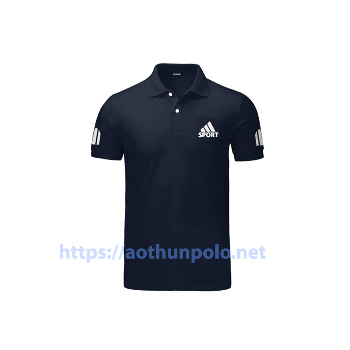 Áo thun có cổ nam thêu logo Adidas
