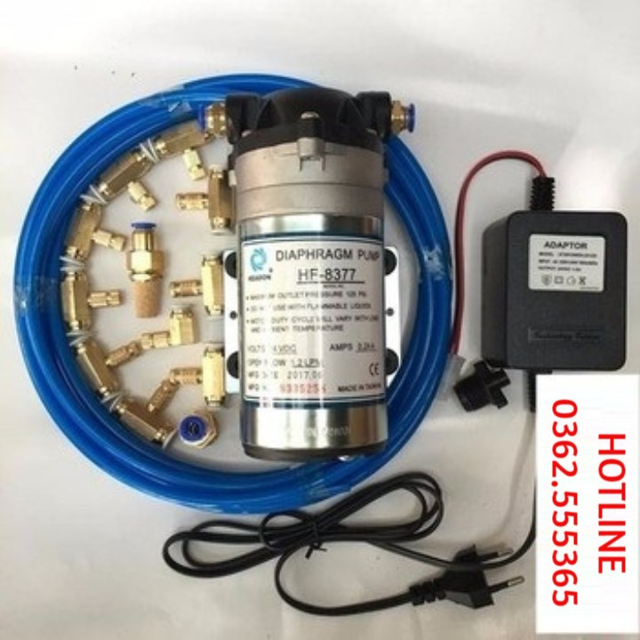 Bộ máy phun sương 10 vòi phun 25 mét dây - Bộ phun sương hoàn chỉnh bơm HF 8377 - BPS.10.25