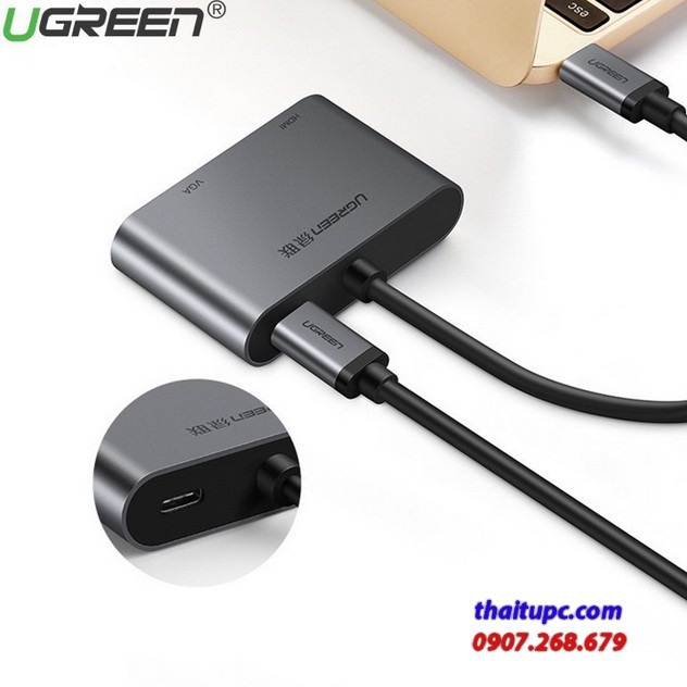 Cáp USB C To HDMI và VGA Ugreen 50505