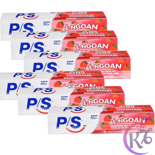 Combo 6 cây Kem đánh răng trẻ em P/s bé ngoan hương dâu thơm mát tuýp 35g không cay an toàn khi bé nuốt - kem danh rang ps cho be