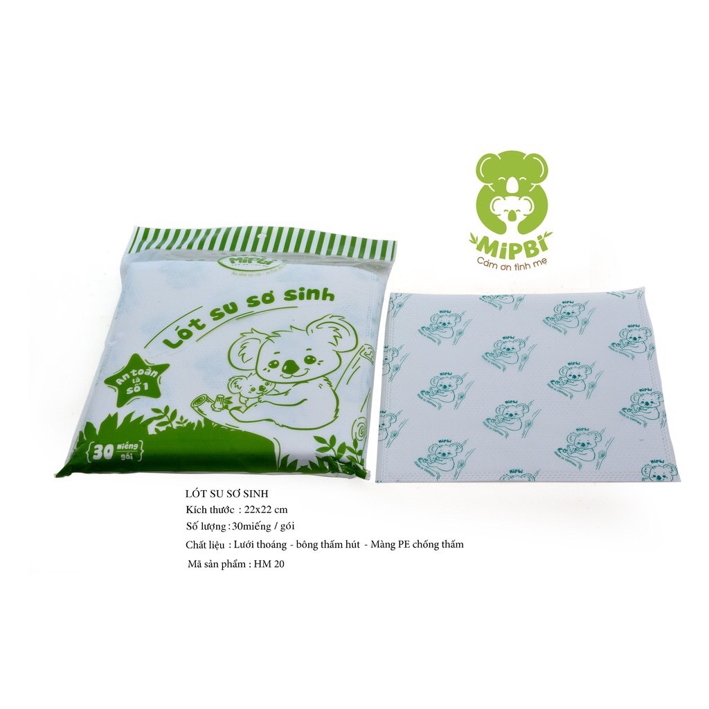 Gói 30 miếng lót phân su sơ sinh Mipbi