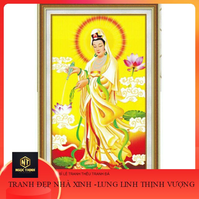 Tranh đính đá quan âm bồ tát . kích thước: 75cm x 45cm