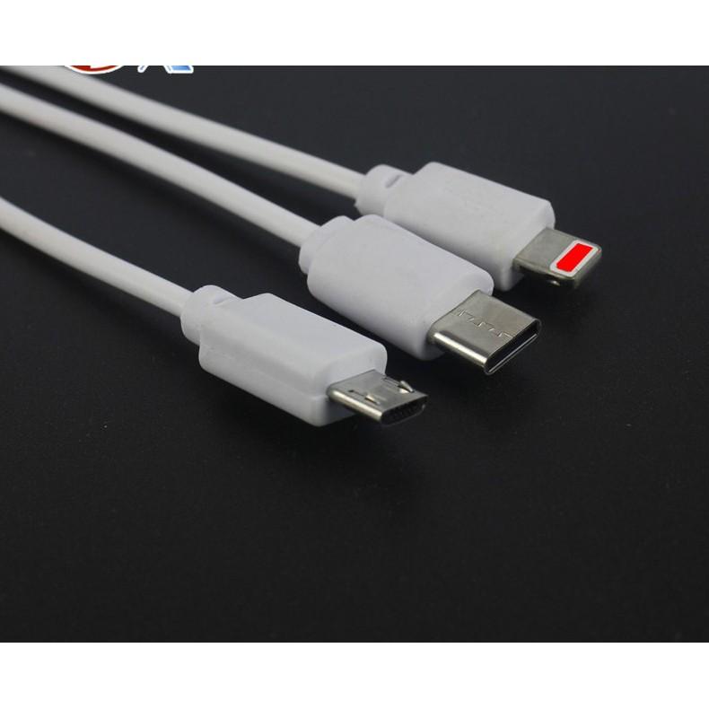 Cáp sạc 3 chân đa năng 20cm(Iphone, MicroUSB, TypeC 3in1)
