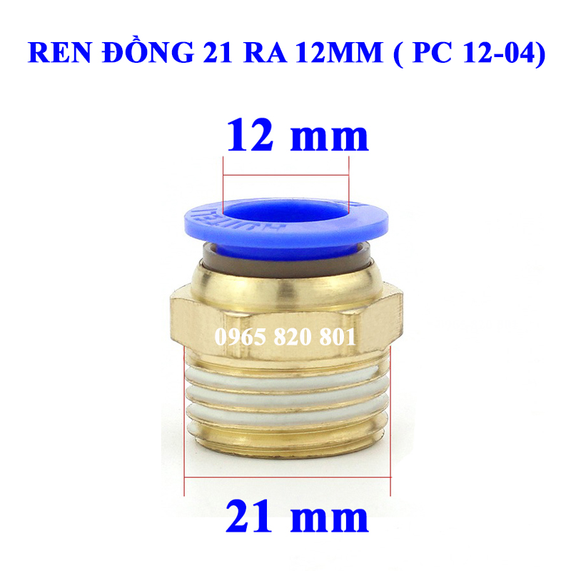 Ốc ren ngoài 21 ra ống 6,8,10,12mm