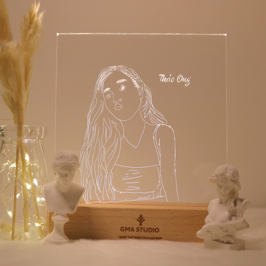 Đèn handmade khắc theo hình yêu cầu GMA Studio