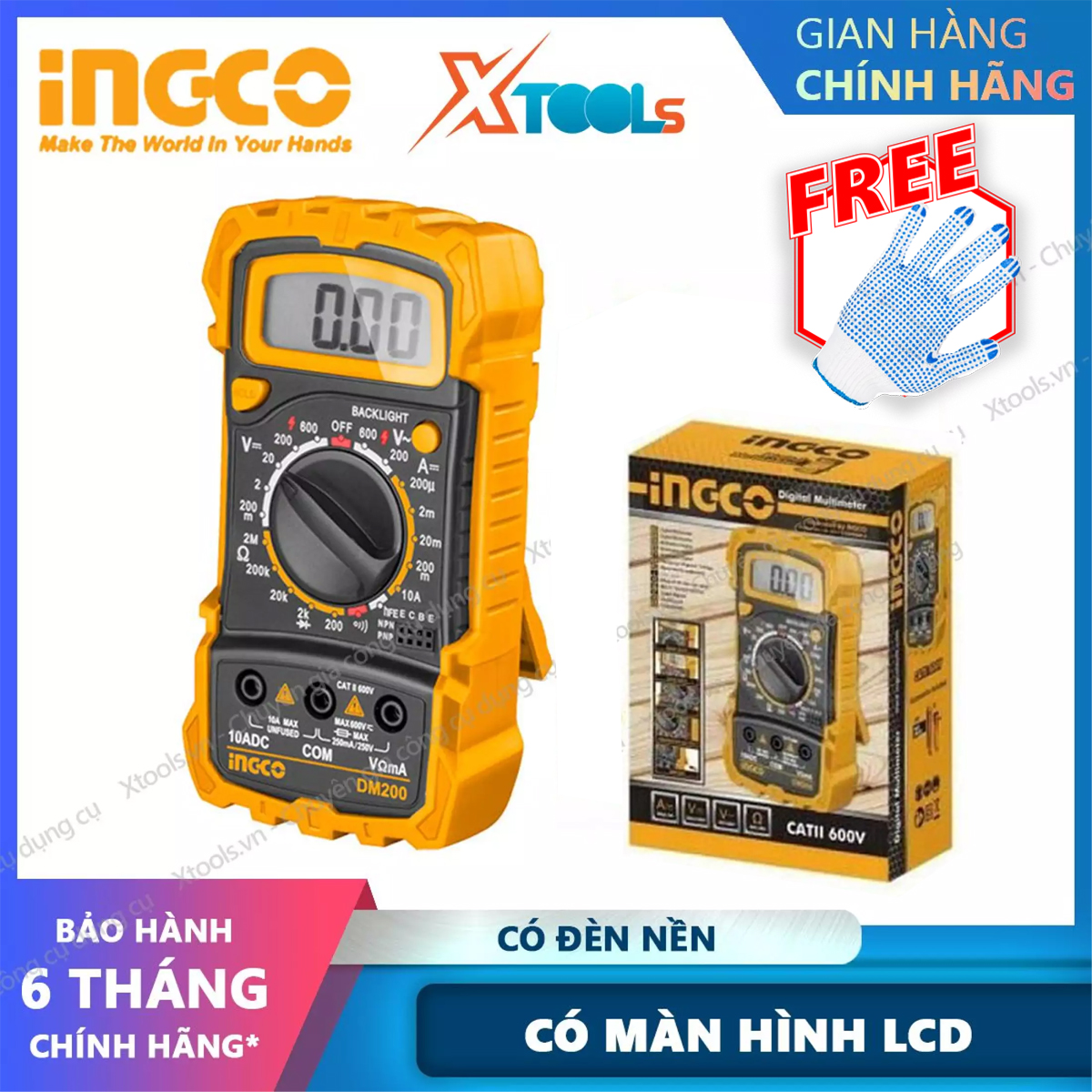 Ingco dm200 LCD multi-function meter 1999 counts LCD display. With backlight xtools
