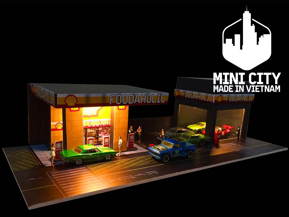 Mô hình cây xăng và showroom 1/64