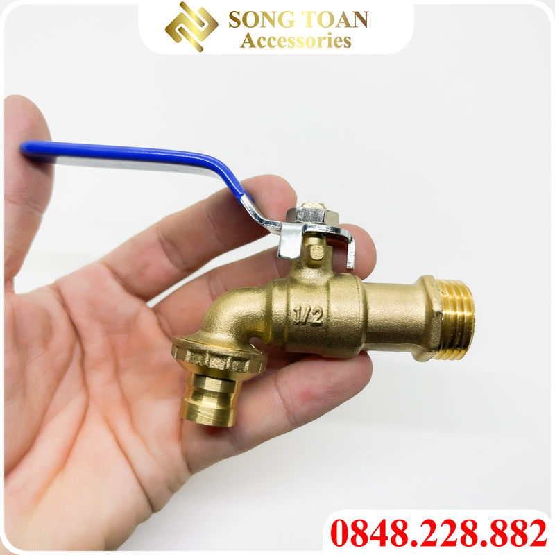 Vòi hồ thau, vòi đồng sano tay gạt, khoá xả nước đồng thau 21 27