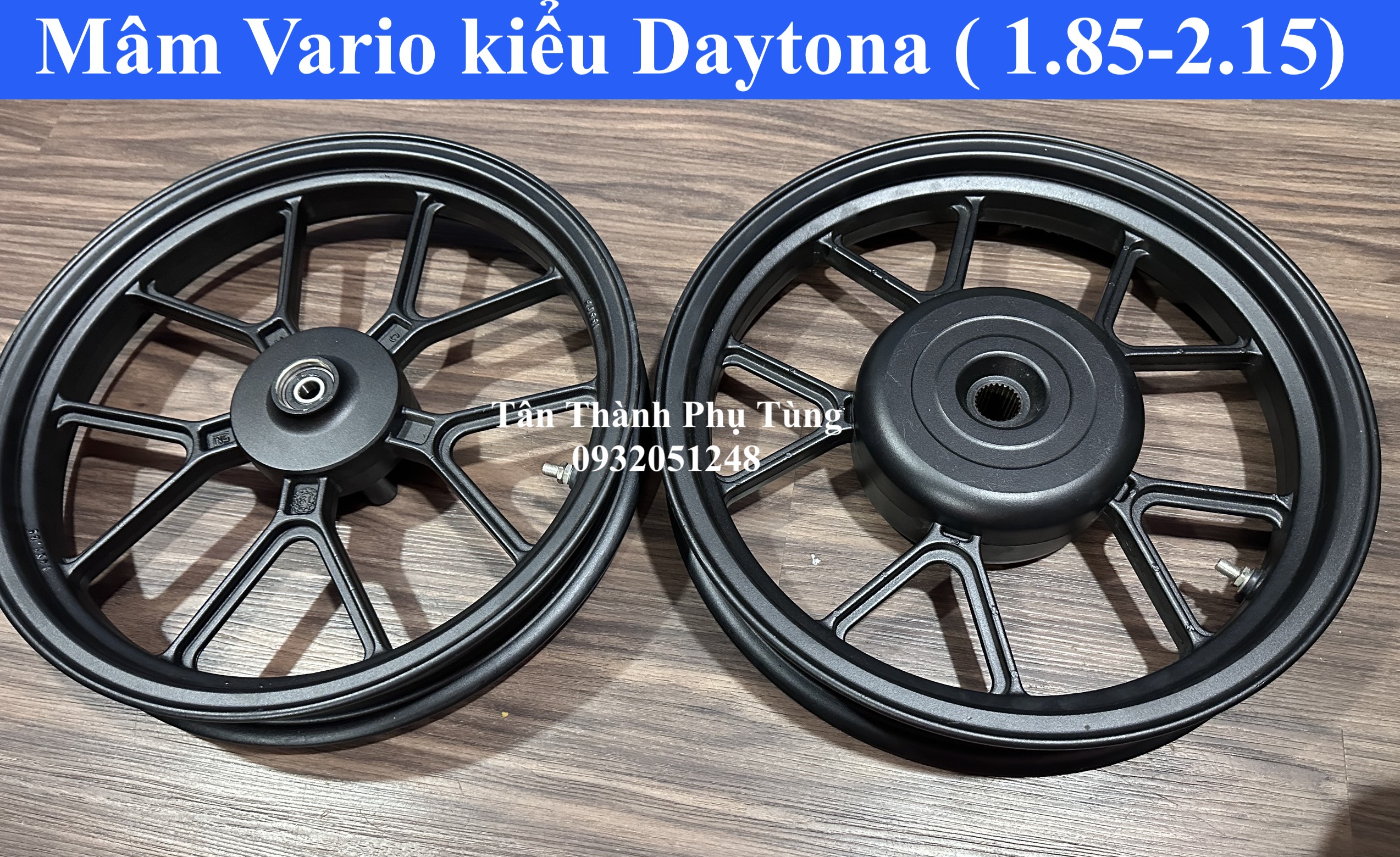 Mâm Vario kiểu Daytona (1.85-2.15) - Màu Đen