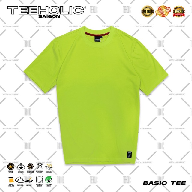 TEEHOLIC Áo Thun Trơn Unisex Màu Xanh Neon