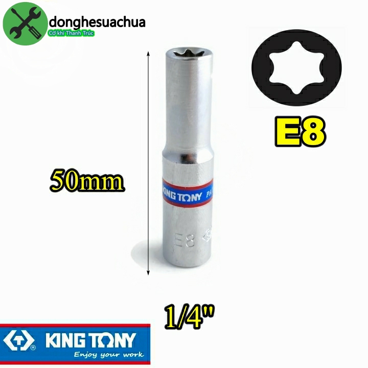 Tuýp sao e8 kingtony 227508m loại 1/4 dài 50mm