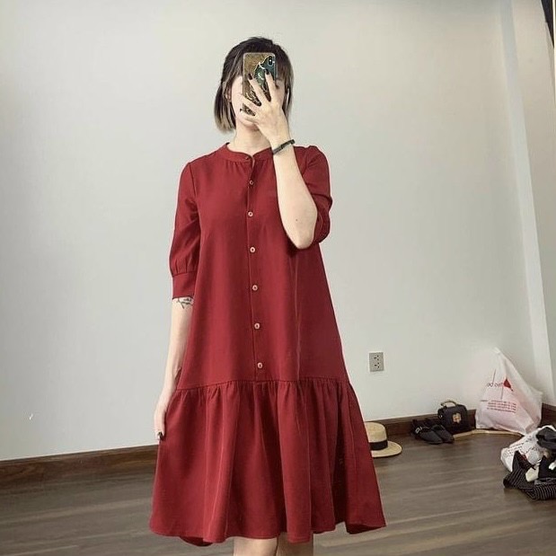 Đầm đỏ đuôi cá tay lỡ