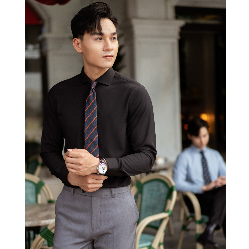 Áo Sơ Mi Dài Tay Nam Biluxury Black Basic 4SMDB003DEN