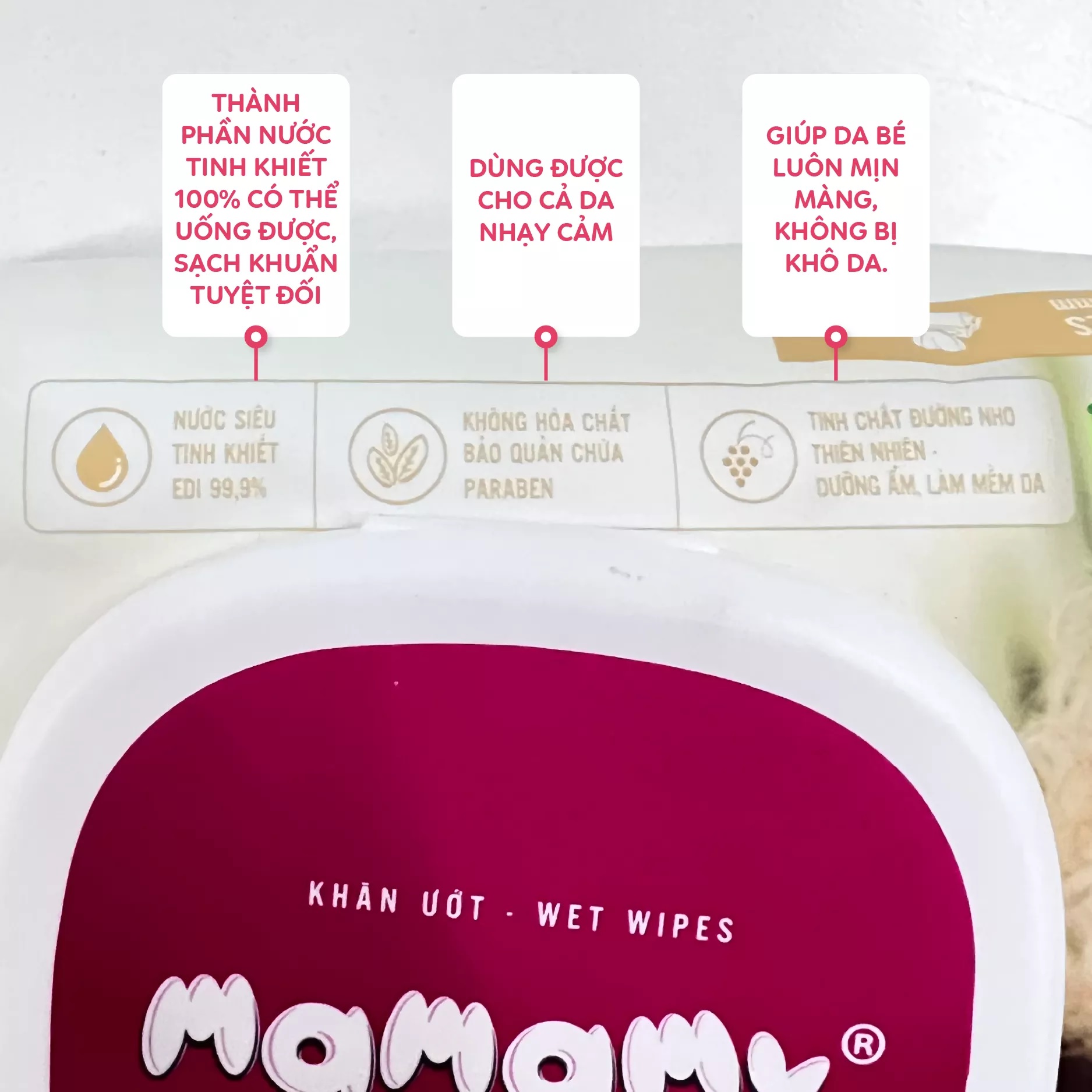 Khăn ướt Mamamy 100 tờ mùi thơm mát có nắp