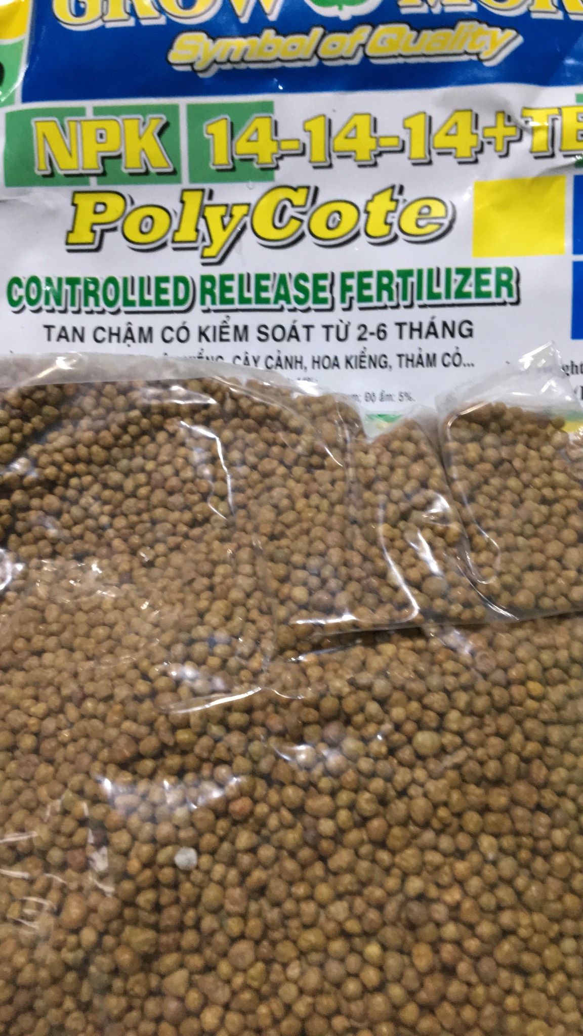 Phân bón tan chậm Poly cote Growmore 14-14-14