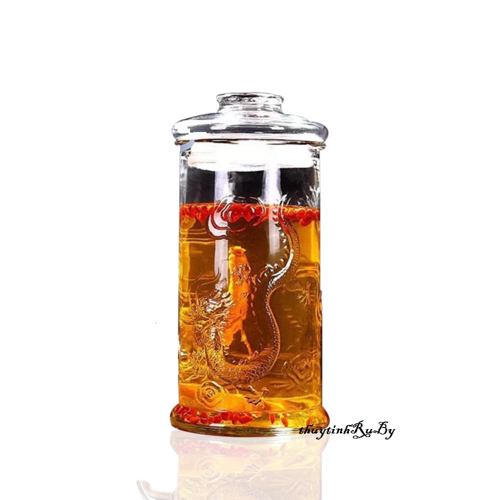 Bình Ngâm Rượu Thủy Tinh 6 Lít Trụ Rồng, Bình Đựng Rượu Thủy Tinh, Hủ thủy tinh ngâm rượu, Bình ngâm Sâm