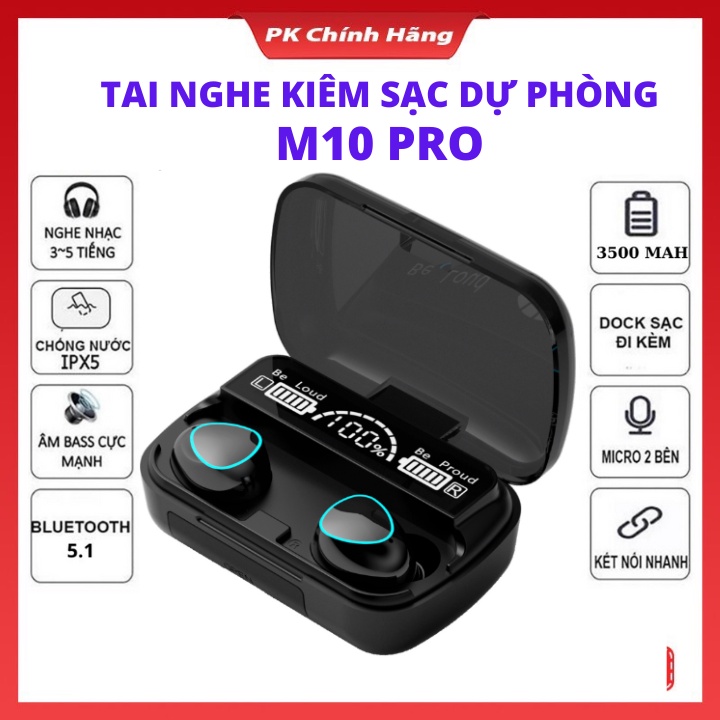 Tai Nghe Bluetooth M10 Phiên Bản Pro Pin Trâu, Nút Cảm Ứng Tự Động Kết ...