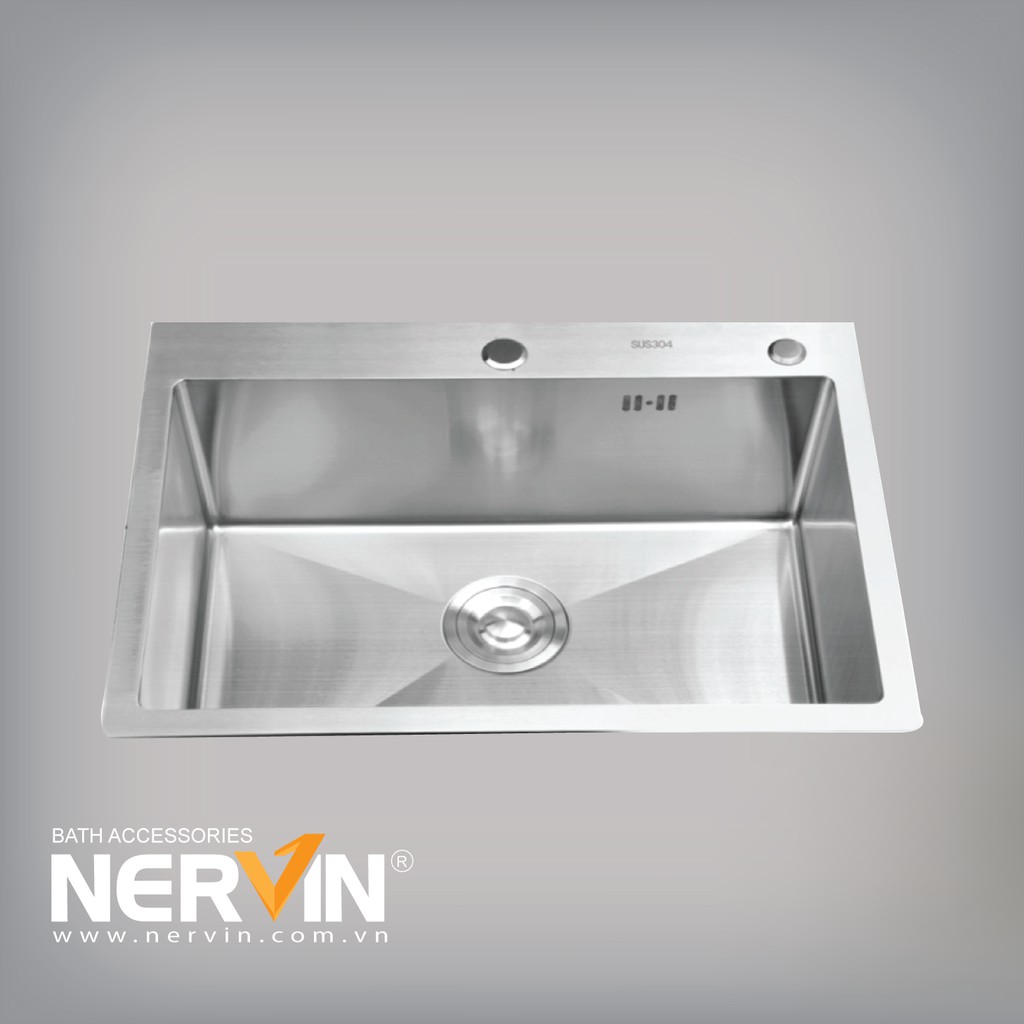 [HCM]COMBO Chậu rửa bát 1 hố đúc Sus 304 tặng kèm rổ đa năng và bộ xả Kích thước chậu 600*450*240mm
