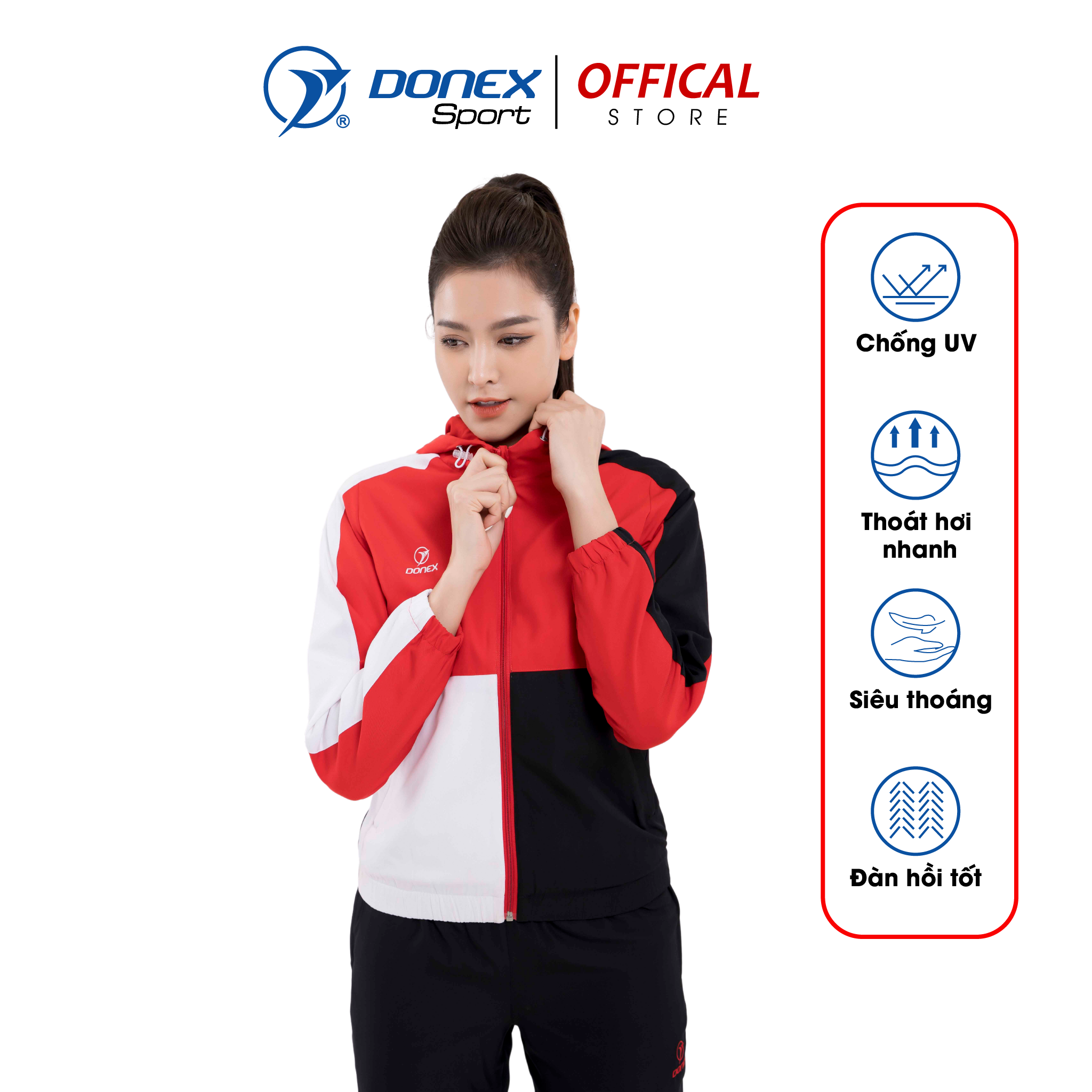 Áo gió thể thao cao cấp nữ DONEXSport ADE-158 cá tính, năng động
