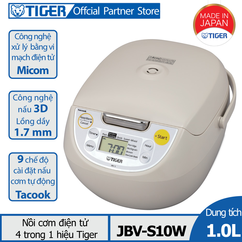 Nồi cơm điện tử tiger 4 trong 1 jbv-s10w - hàng chính hãng