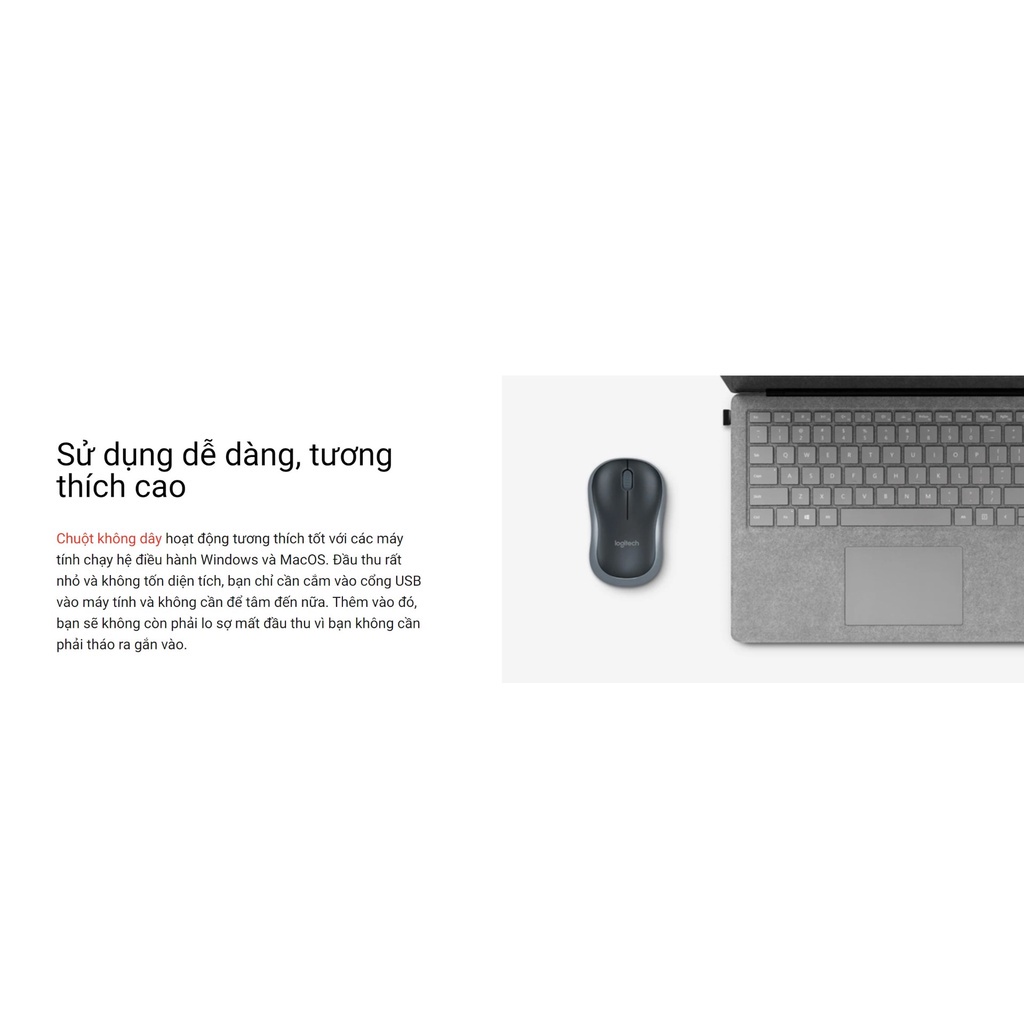 Chuột không dây Logitech B175 Optical Wireless (USB/đen)