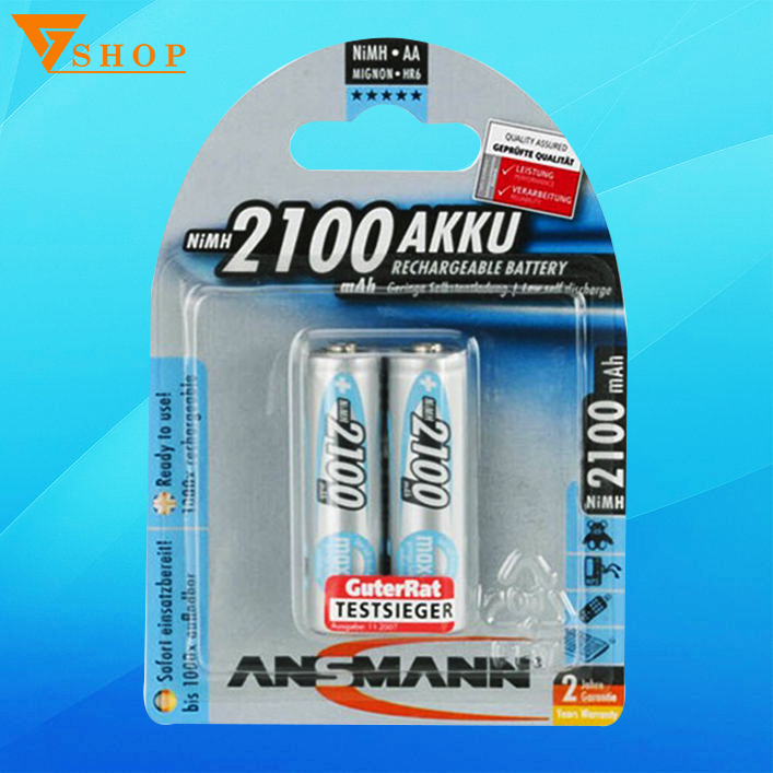 1 vỉ pin sạc aa Ansmann 2100mAh (1 vỉ 2 viên) cao cấp