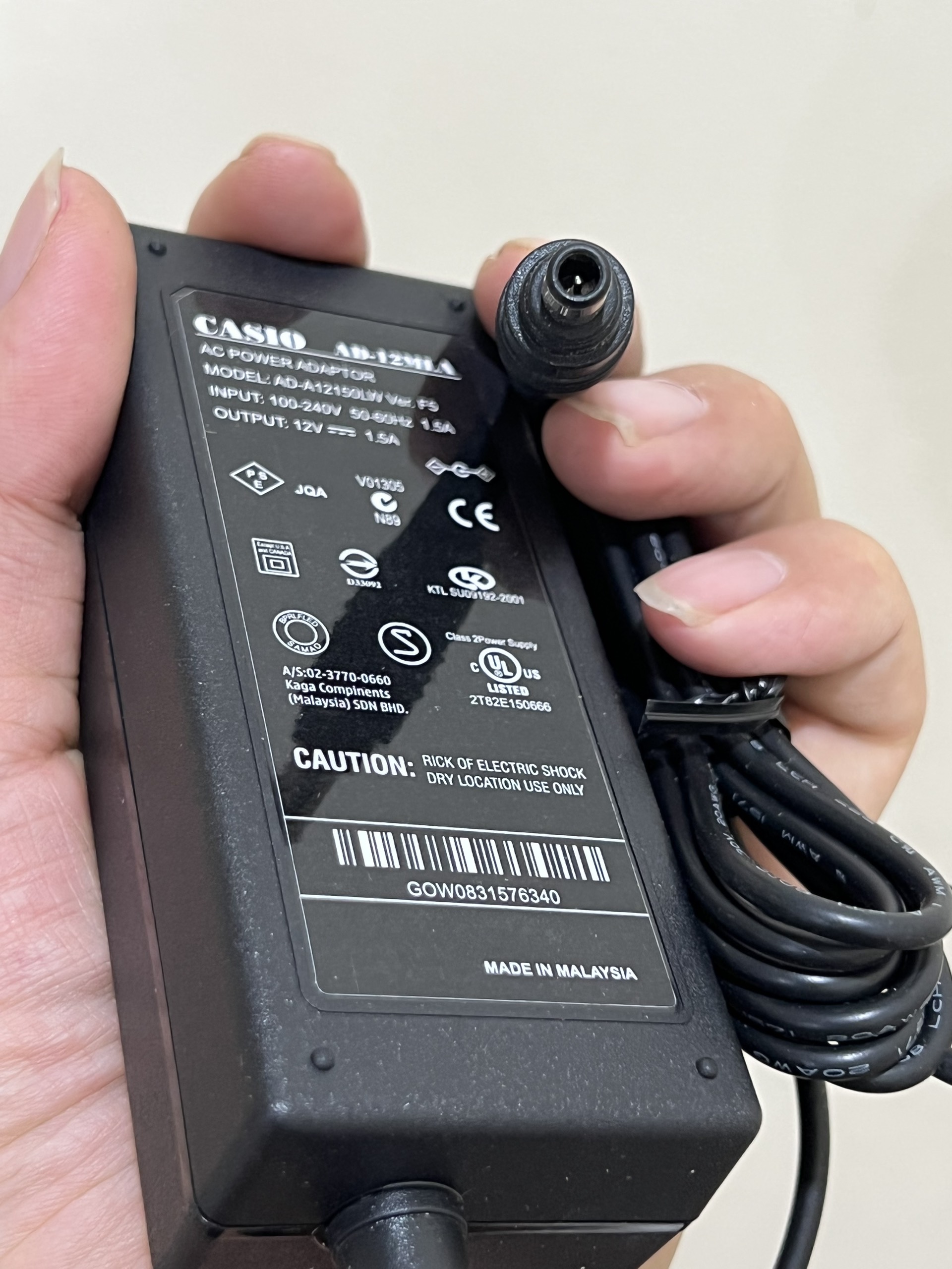 Nguồn đàn casio px-130 px-135 px150 px-330 px-350 12v 1.5a chân kim