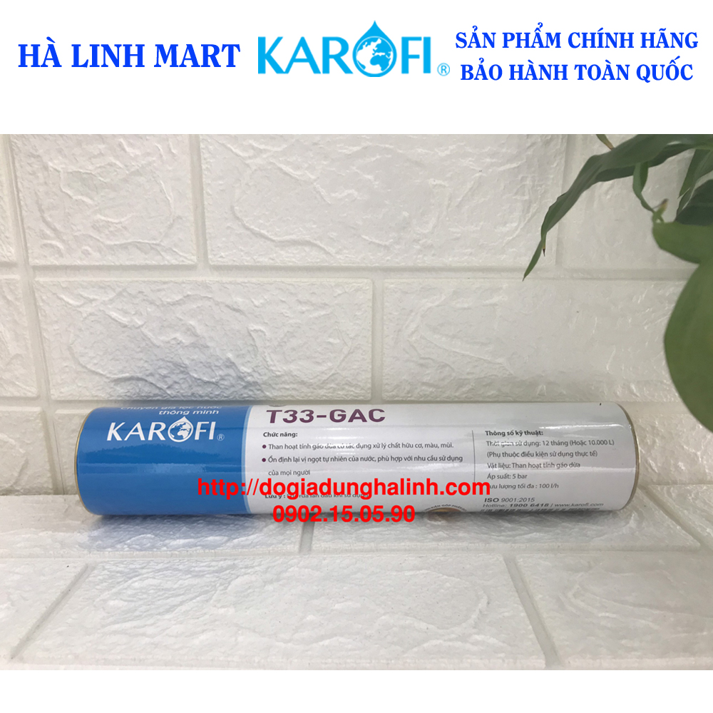 Lõi lọc nước số 5 Karofi - T33-GAC (Lõi than hoạt tính)