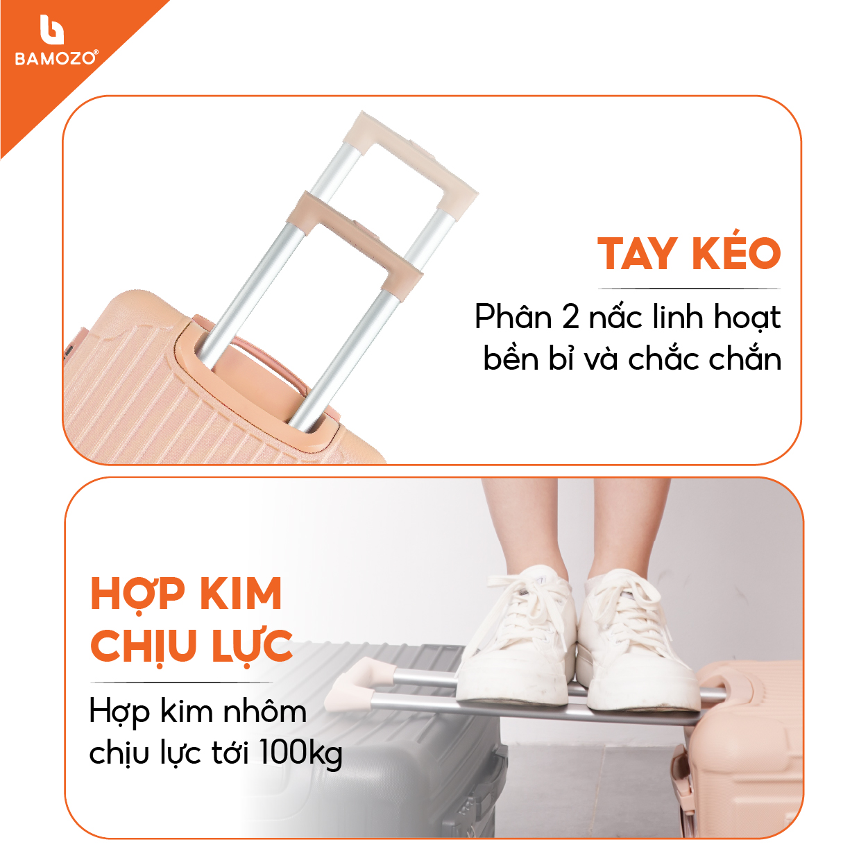 Vali Du Lịch Size 20, Size24 Bamozo 8809/8801c Cao Cấp, Vali Kéo Nhựa Rẻ Bền Đẹp- Bảo Hành 5 Năm