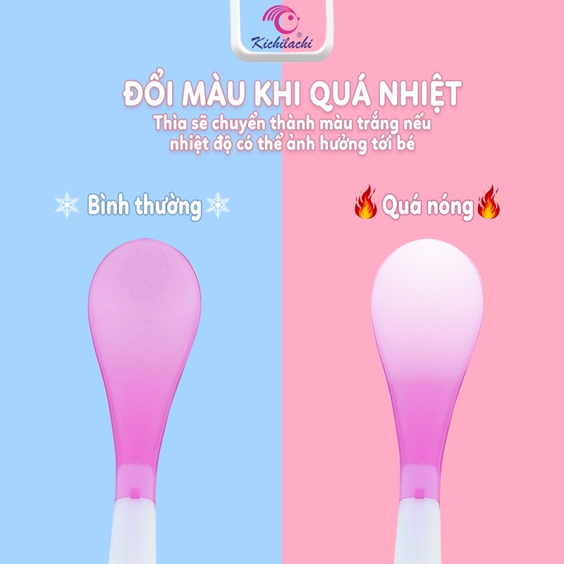 Bộ Thìa Mềm Báo Nóng Richell - Kichilachi Cho Bé Ăn Dặm