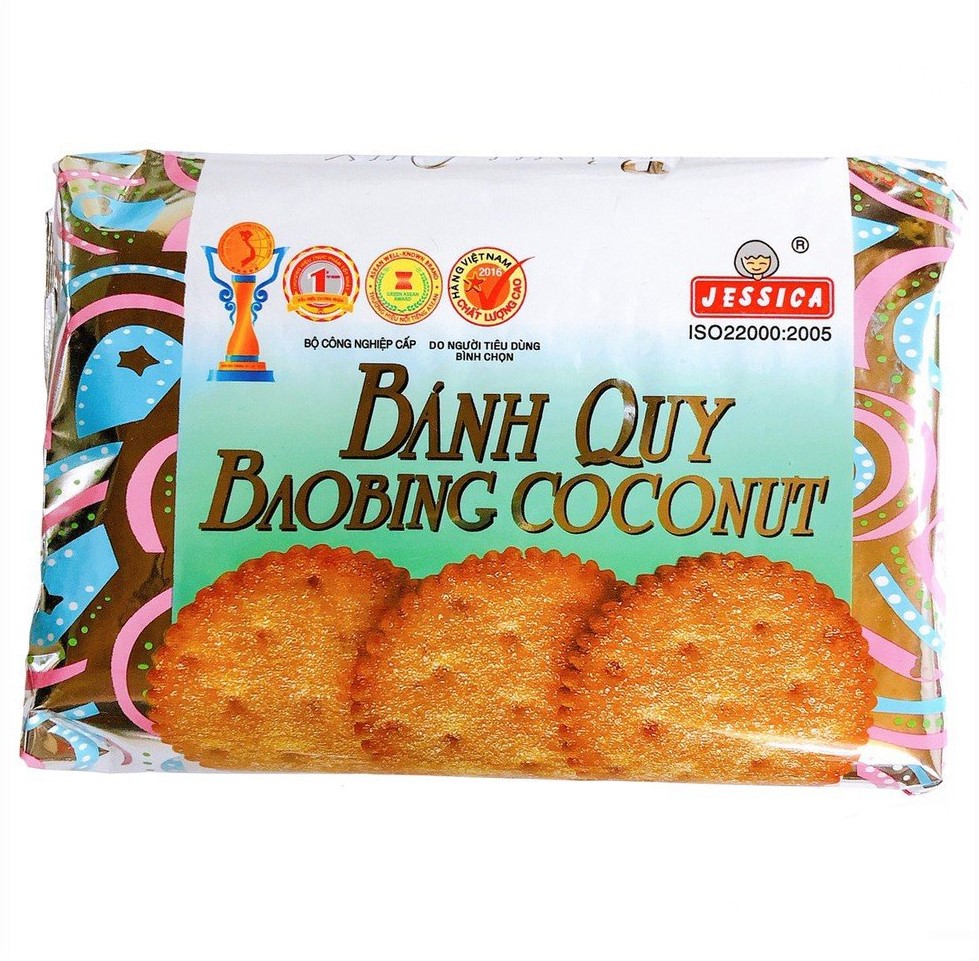 Bánh Quy Phủ Đường Baobing Coconut Jessica Bạc Tròn (Gói 170g)