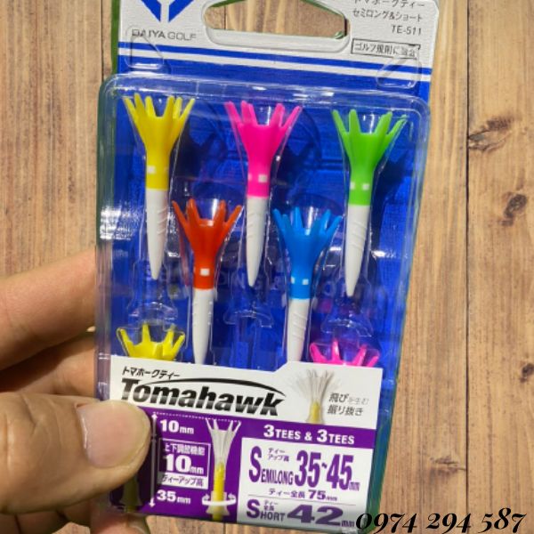 Tee Golf Chính HãngTomahawk Spiral Nhật Bản, Dài 8cm - 4cm, Điều chỉnh Độ Cao 1cm