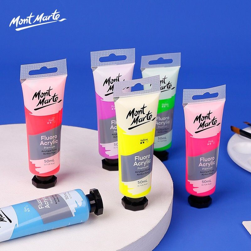 [Giao Hỏa Tốc] [Tuýp lẻ] Màu Acrylic Phản Quang - Fluoro Acrylic Mont Marte 50ml
