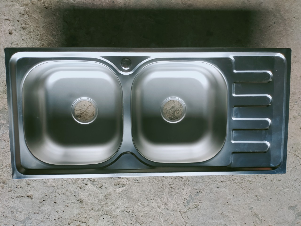 [INOX ROYAL] CHẬU RỬA CHÉN BÁT 2 HỘC 1 CÁNH INOX 304 - CHẬU DẬP