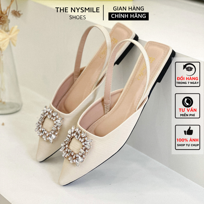 Giày bệt đính đá khoen vuông quai hậu - THENYSMILE - ZALI