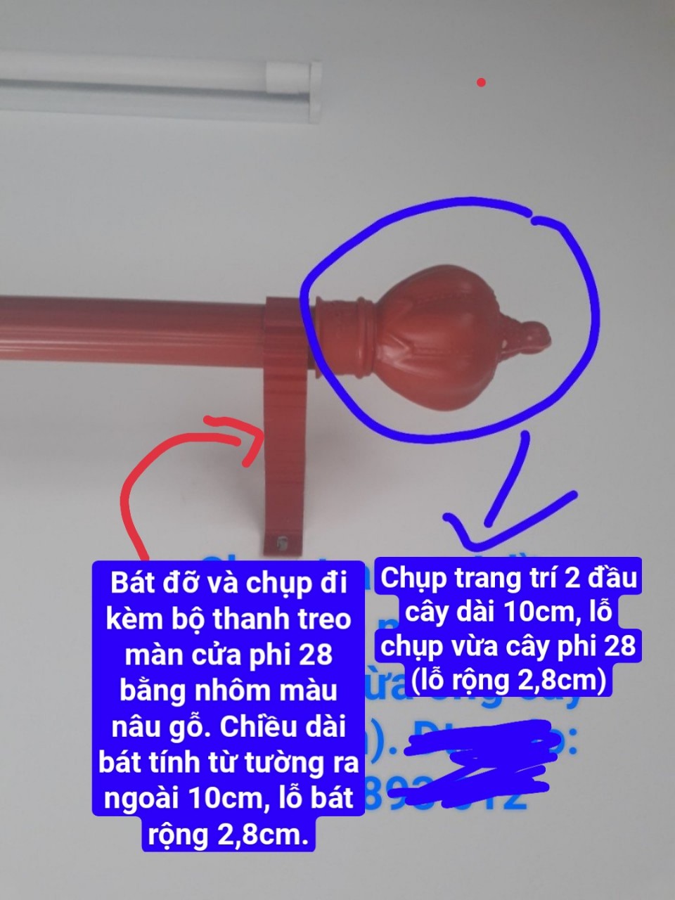 Thanh Treo Rèm Cửa Phi 28 Dài 1m Màu Nâu
