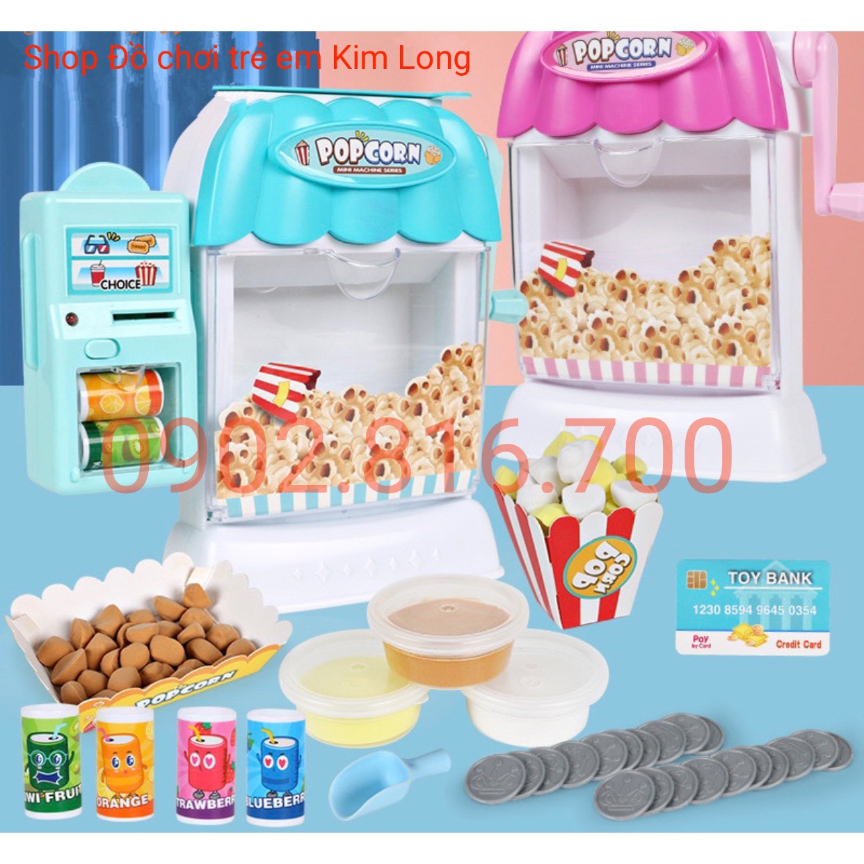 [HCM]Hộp đồ chơi đất sét làm bắp rang bơ và máy bán bắp rang bơ tự động 1106B