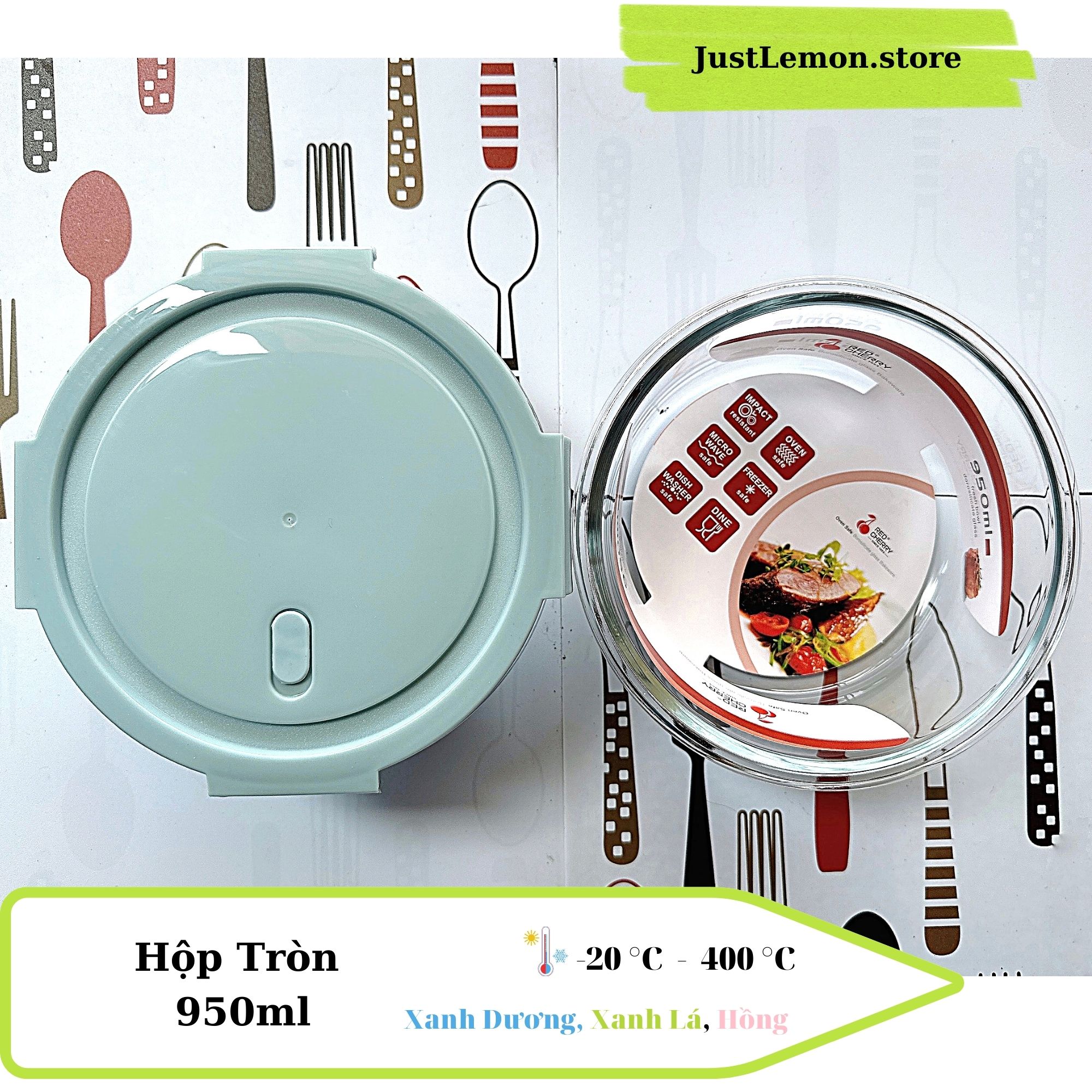 Hộp cơm thuỷ tinh 3 ngăn 1000ml - hộp đựng thực phẩm thuỷ tinh
