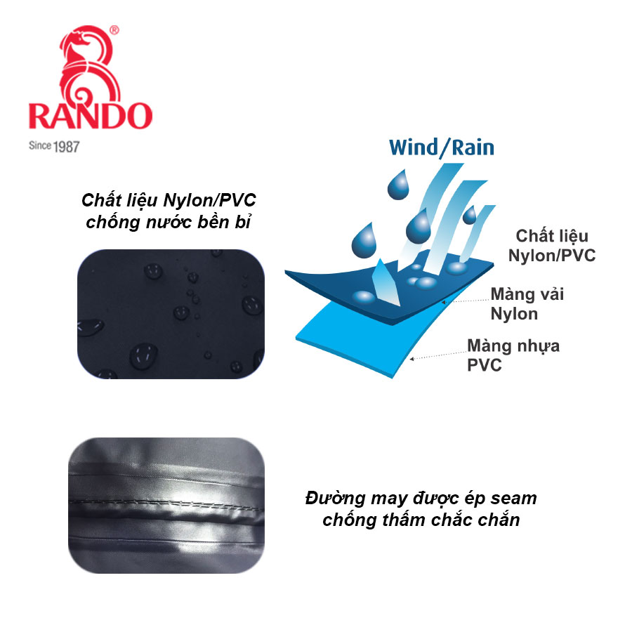 Bộ áo mưa ECO Rando size XL (Xanh biển)