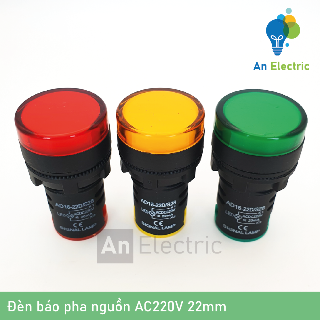 Đèn báo pha phi 22mm điện áp 220V – Đèn led báo pha tủ điện
