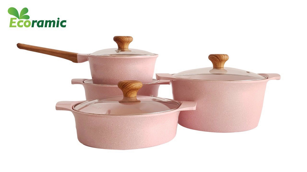 BỘ 4 NỒI ĐÁY TỪ ECORAMIC CAO CẤP (QUÁNH 16CM, NỒI 18CM.20CM.22CM) CHÍNH HÃNG_HỒNG PHẤN