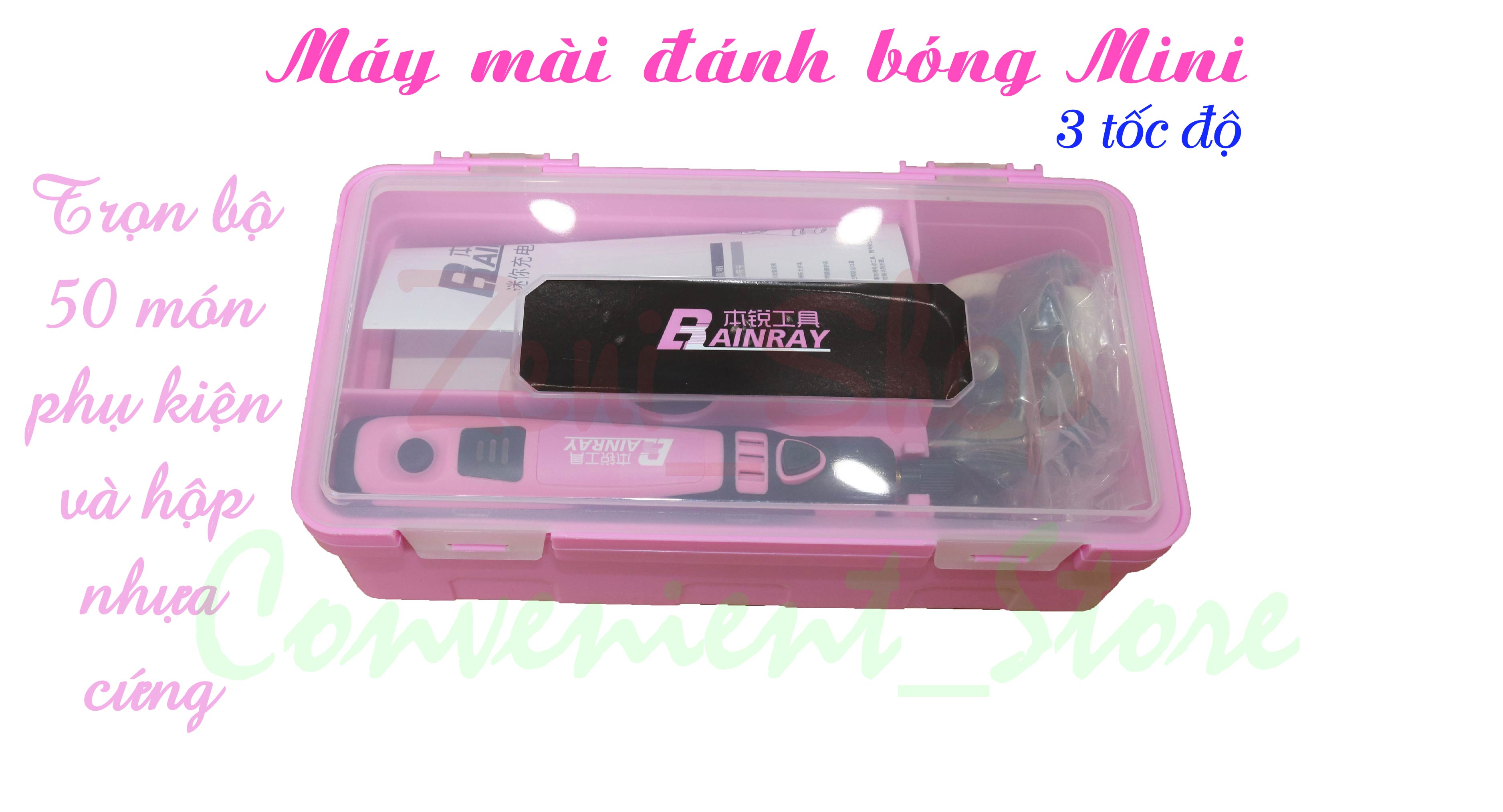 Máy mài đánh bóng MINI 3 tốc độ (bộ 50 phụ kiện)
