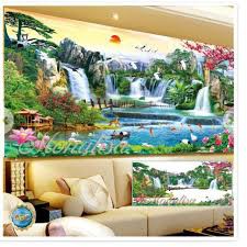 Tranh đính đá 5d tranh đính đá cao cấp vs264 lưu thủy sinh tài kích thước: 150x70cm