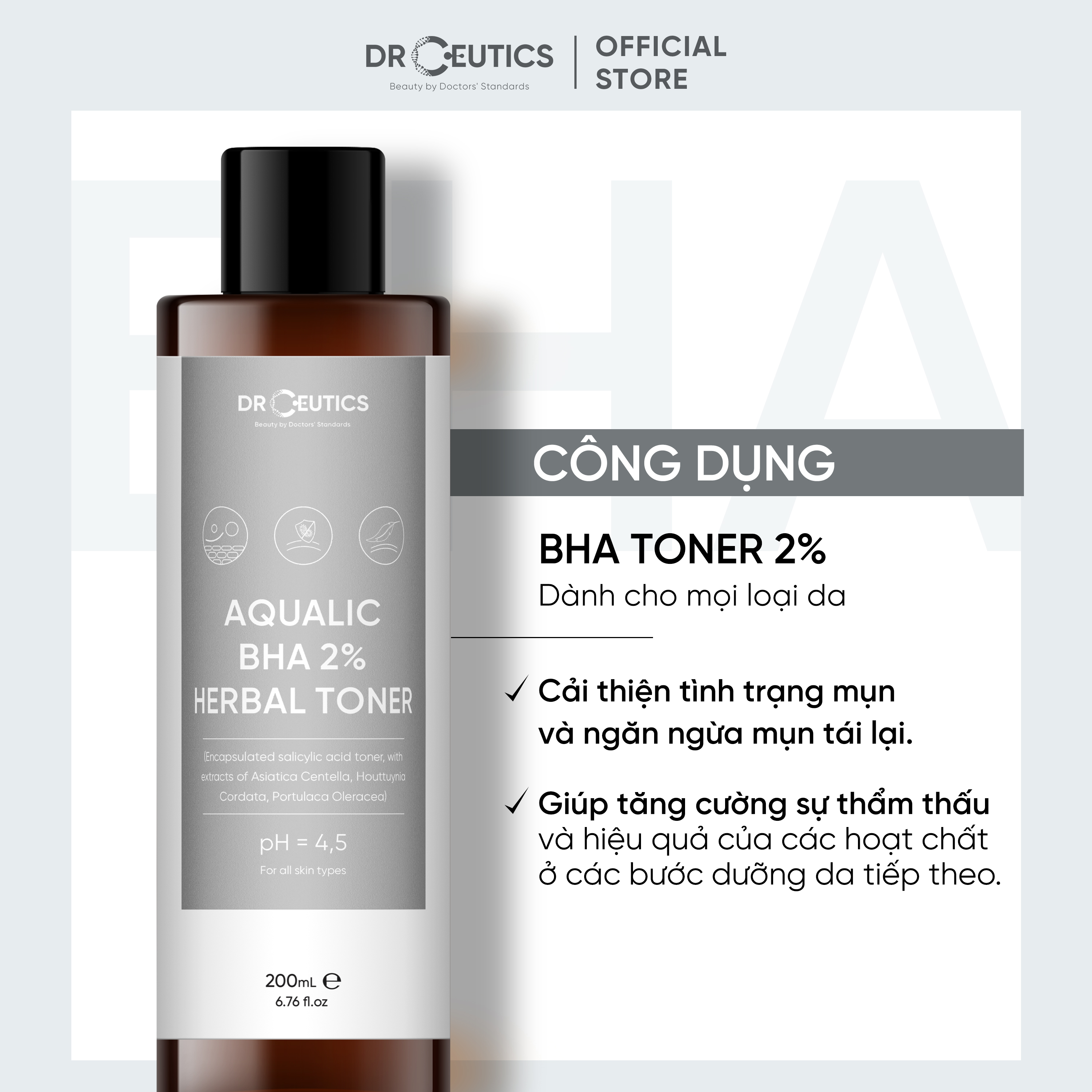 Toner Làm Sạch Và Cân Bằng Da DrCeutics BHA 2%