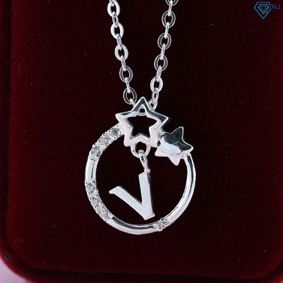 Vòng cổ nữ bạc thật đính đá mặt trăng sao chữ Q DCN0286 - Trang Sức TNJ