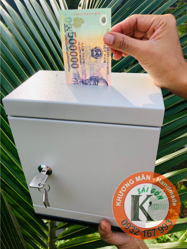 LOẠI 1 - Tủ Tiết Kiệm KHÓA CHÌA (Màu Trắng Kem SIZE LỚN)