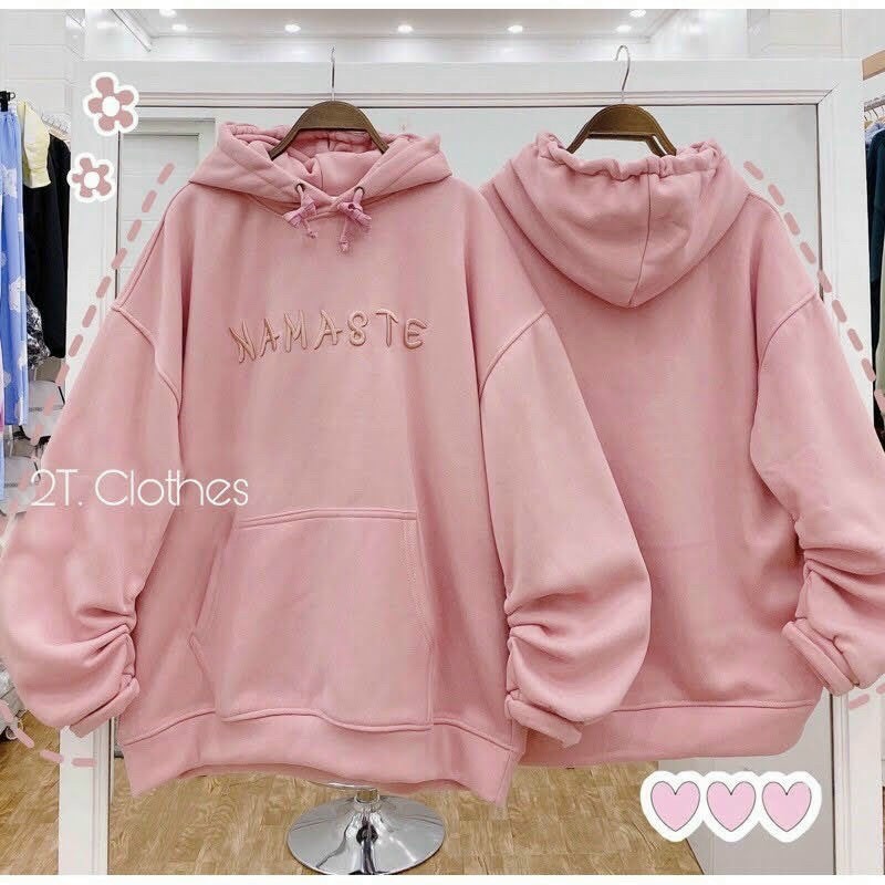 Áo Hoodie Nỉ Ngoại Hàng Bán Chạy Tay Phồng Thêu Chữ, Hoodie NAMASTE Form Rộng Thoải Mái, Áo Khoác Hoodie Cute, Áo Khoác Hoodie Cute, Áo Khoác Hoodie Có Túi Trước