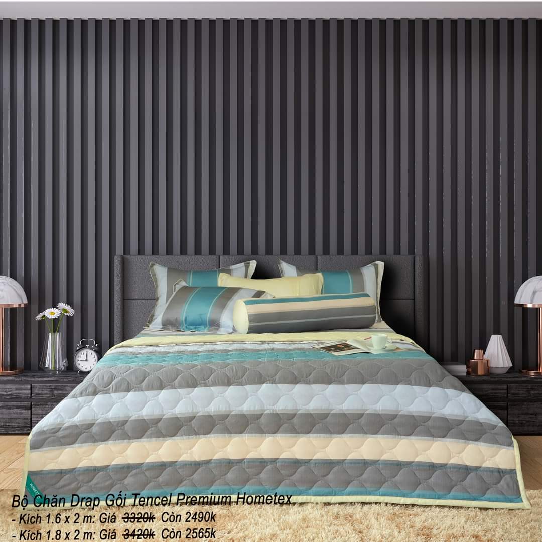 Bộ chăn drap gối Tencel Premium Hometex 5 món